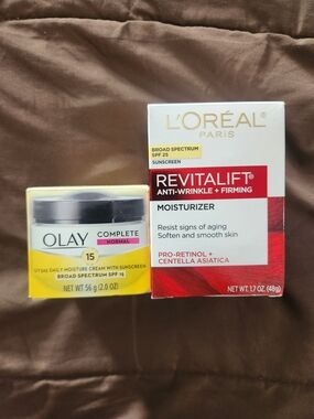 OLAY cream With SPF 15 and L'oreal Daily  Cream with SPF 25